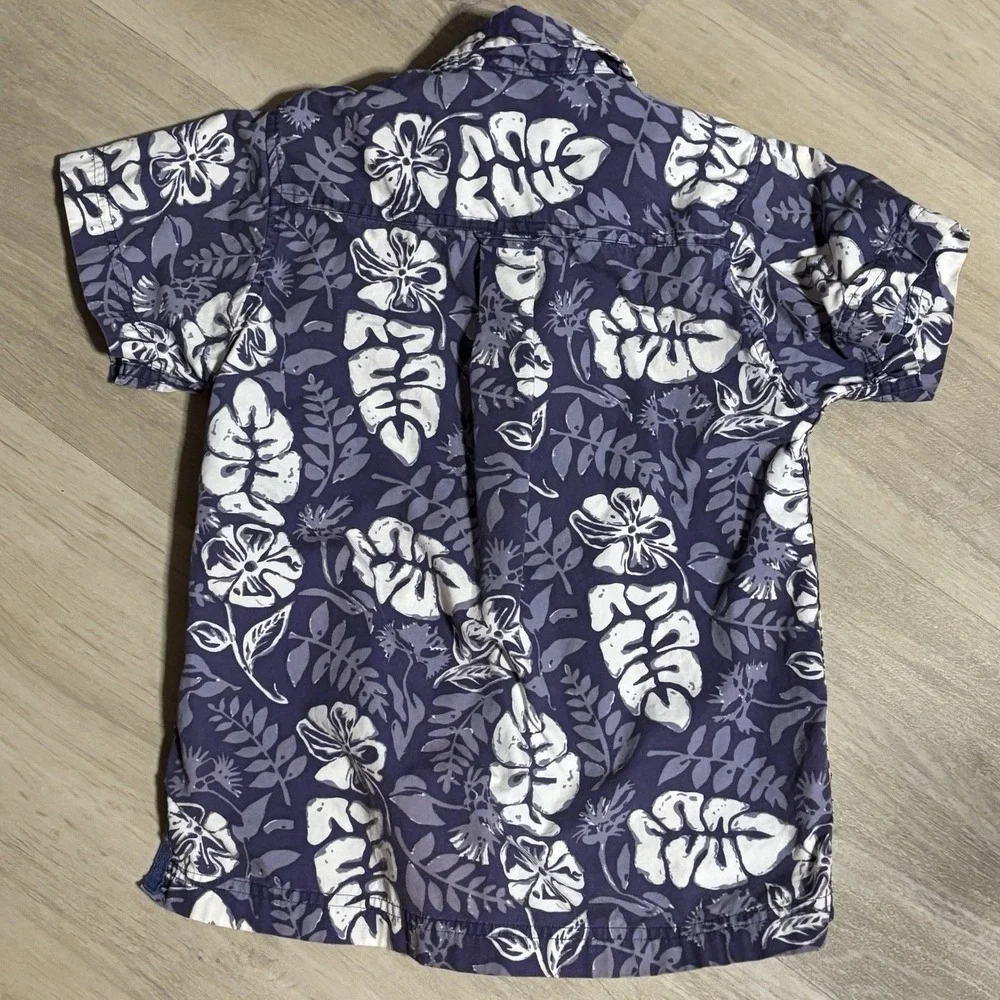 Nautica Hawaiian shirt Kids size 4 Purple Floral Cotton‎ Summer Y2K